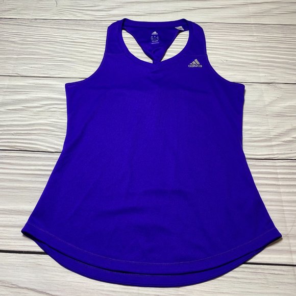 Adidas Blue Twist Back Athletic Racerback Tank Top - Picture 3 of 16